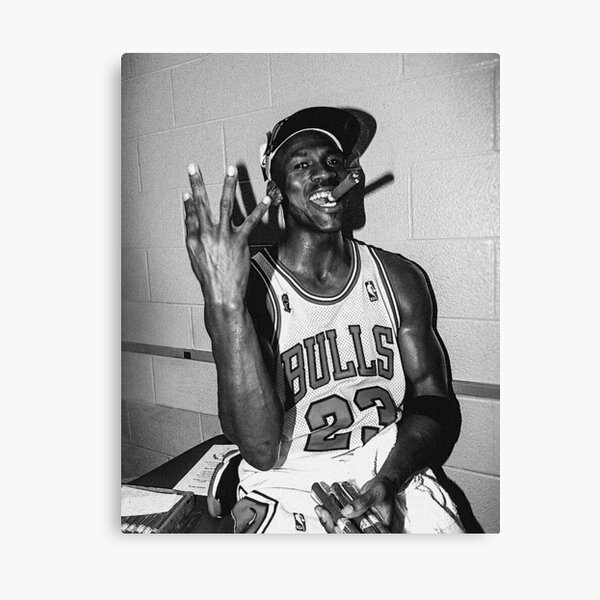 90's vintage Michael Jordan Three-tourbe noir et blanc Impression sur toile