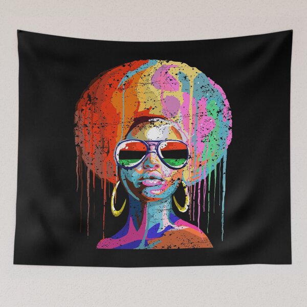 Item preview, Afro soul black woman in multicolour designed and sold by mermaidselina.