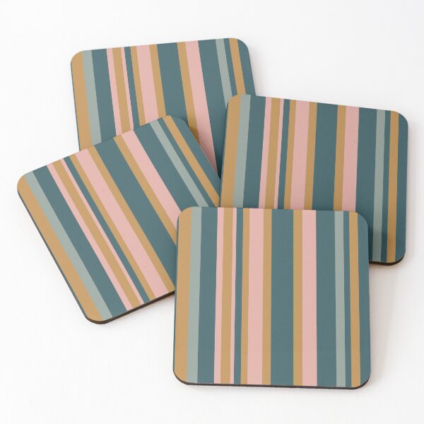 Item preview, Vertical striped pattern in modern pink, green and spruce yellow designed and sold by SparkleandSmile.
