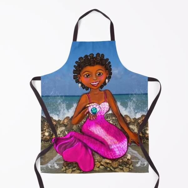 Item preview, Mermaid Anime mermaid holding a rare black pearl,Afro hair in Bantu knots  and caramel brown skin - light background designed and sold by Artonmytee.