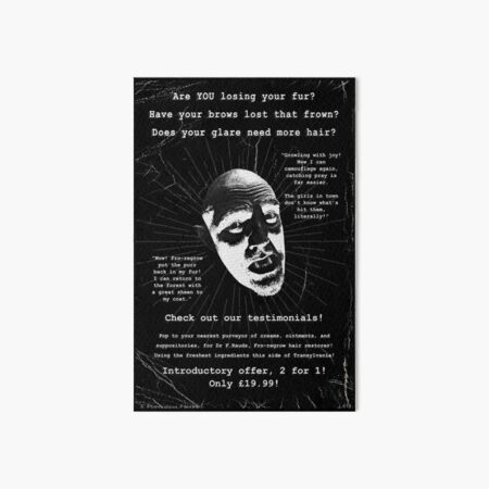 Bald Werewolf Badvert Prints | Bite-sized Horror for Halloween | Vintage Horror Art Board Print