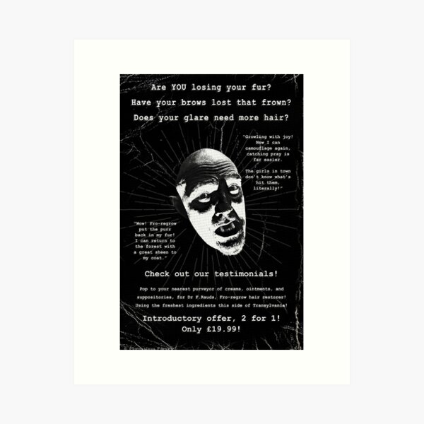 Bald Werewolf Badvert Prints | Bite-sized Horror for Halloween | Vintage Horror Art Print
