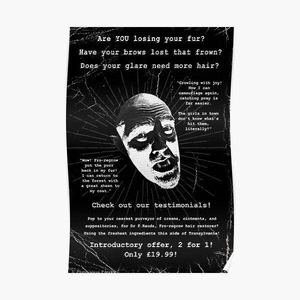 Bald Werewolf Badvert Prints | Bite-sized Horror for Halloween | Vintage Horror Poster