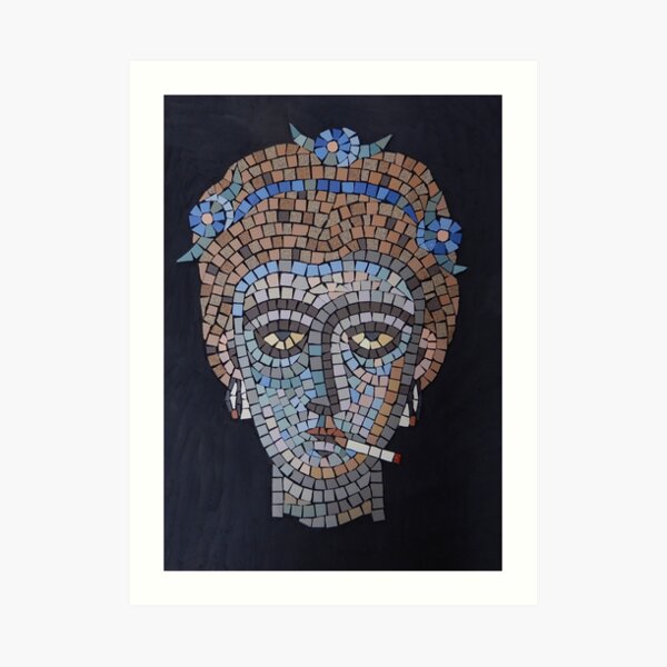 Smoking Byzantine mosaic head Art Print