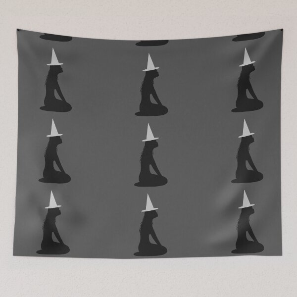 Item preview, Black sensual silhouette of witch with white Halloween hat designed and sold by BV-creas.