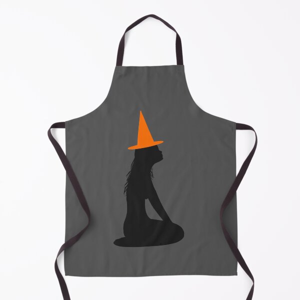 Item preview, Black sensual silhouette of witch with orange pumpkin Halloween hat designed and sold by BV-creas.