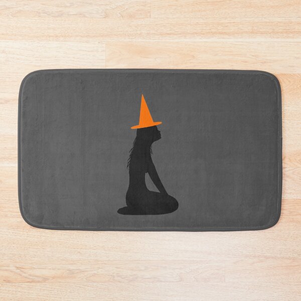 Item preview, Black sensual silhouette of witch with orange pumpkin Halloween hat designed and sold by BV-creas.