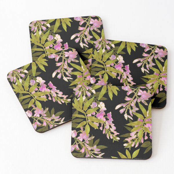 Pink Wisteria Blossom Coasters (Set of 4)