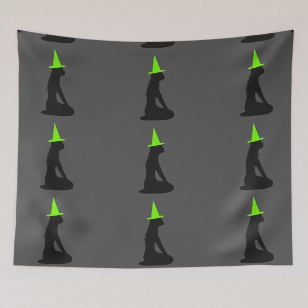 Item preview, Black sensual silhouette of witch with green apple Halloween hat designed and sold by BV-creas.