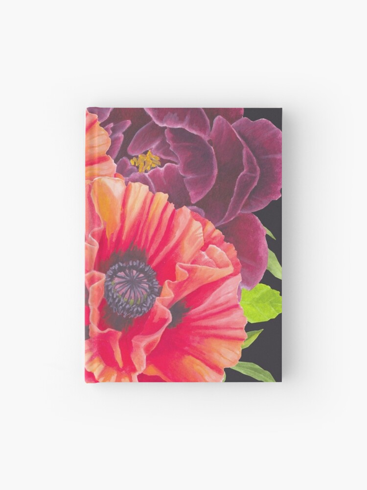 Cuaderno de tapa dura «Amapolas rojas y peonías negras» de Niques-Atelier |  Redbubble