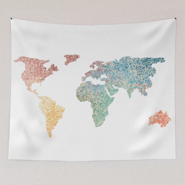 Item preview, Colorful Splatter World Map designed and sold by HaanaSam.
