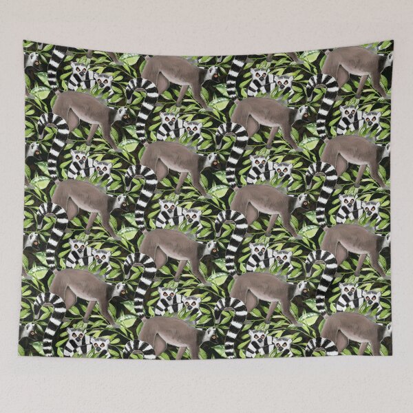 Item preview, Ring Tailed Lemurs in the Madagascar Jungle designed and sold by AntiqueImages.