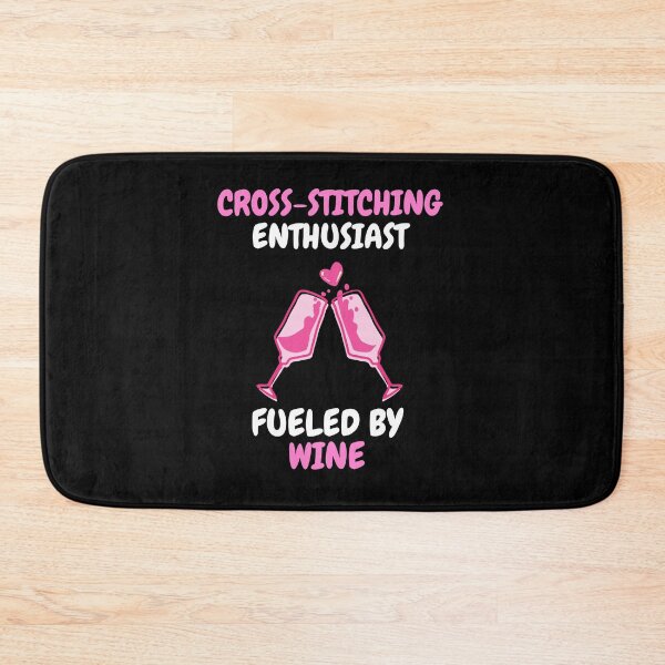 Item preview, entusiasta del punto de cruz alimentado por el vino designed and sold by SnowballStep.