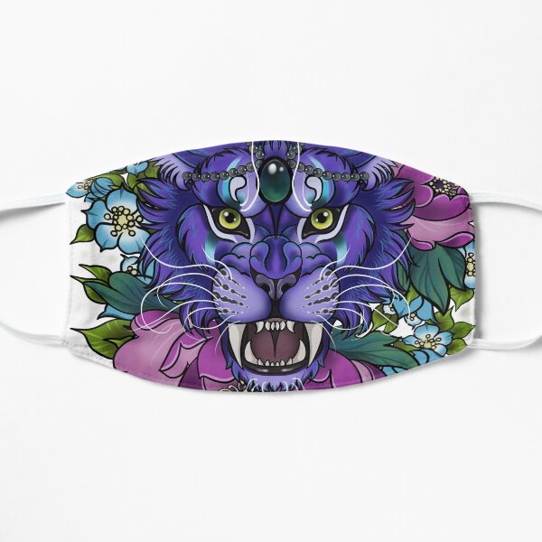 Nachtelfendruid-Katzenporträt mit Blumen Flache Maske
