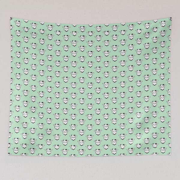 Item preview, Cute Sleepy Cow Print on Mint Green Background designed and sold by cgroenewald.