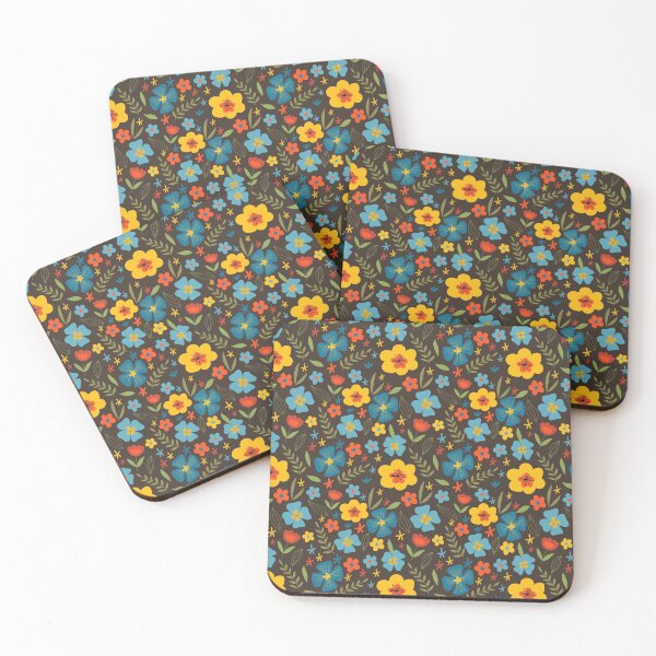 Item preview, Multicolor stylized flowers and leaves on a dark background. designed and sold by IrinaOstapenko.