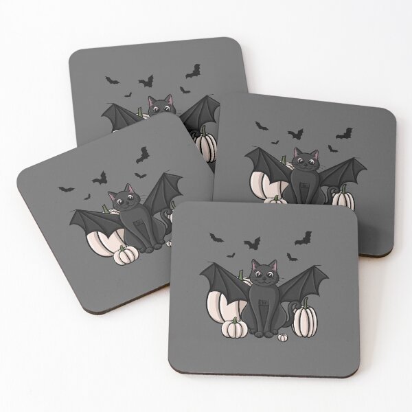 Item preview, Cute Black Cat in a Bat Costume With White Pumpkins designed and sold by AlmightyClaire.