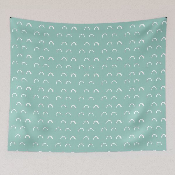 Item preview, Aqua colored pattern, white half circles on a blue background designed and sold by Marianne1108.