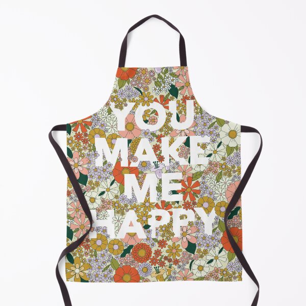 Item preview, Retro flower print with You Make Me Happy text designed and sold by Megan McNulty.