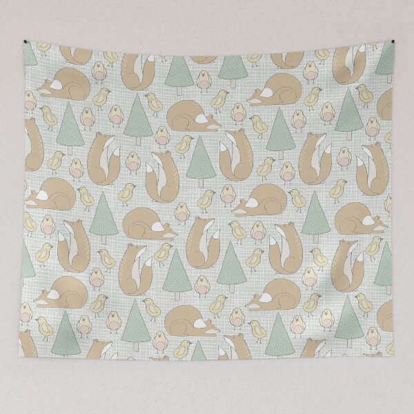 Item preview, Fox and bird forest pattern designed and sold by Marianne1108.