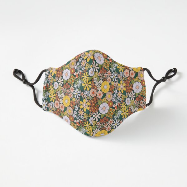 Retro 70's flowers power all over pattern Fitted 3-Layer