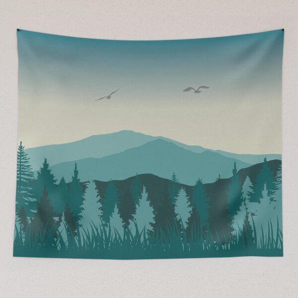 Item preview, Bosque verde con árboles y montañas ilustración designed and sold by Info Bites.
