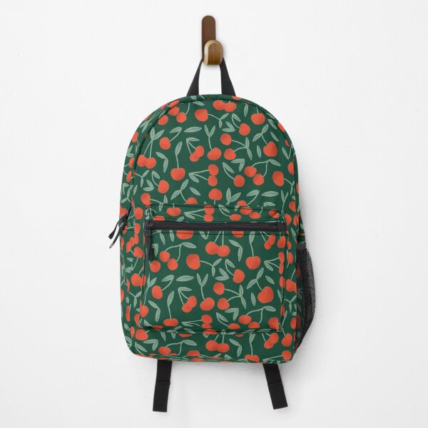 Green Handdrawn cherry pattern Backpack