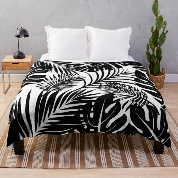 Item preview, Black and white palm leaves pattern designed and sold by IONcreatION.