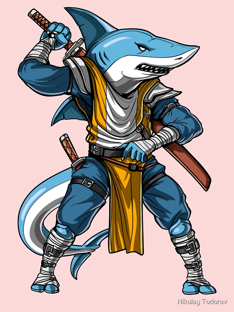 Ninja Shark Funny Fantasy Samurai T-Shirt