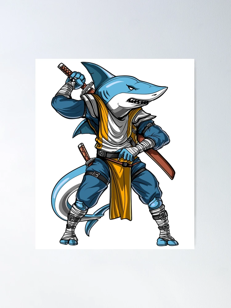 Shark Ninja Samurai Poster 8x12