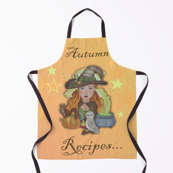 Witch Pumpkin Owl Squirrel Orange Character Autumn Apron