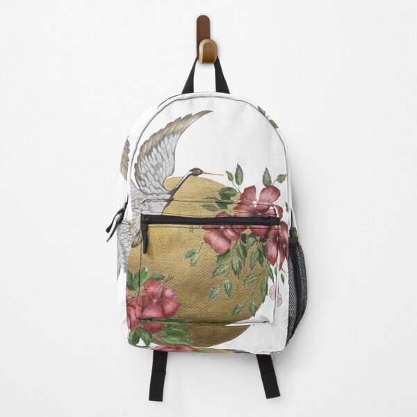 Japanese Crane & Flowers Sukajan - White Backpack