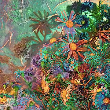 Artwork thumbnail, Flower abstract deep dream painting by blackhalt