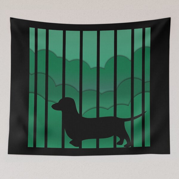 Aperçu de l'œuvre Chien teckel silhouette - vert créée et vendue par Rooks-Artworks.