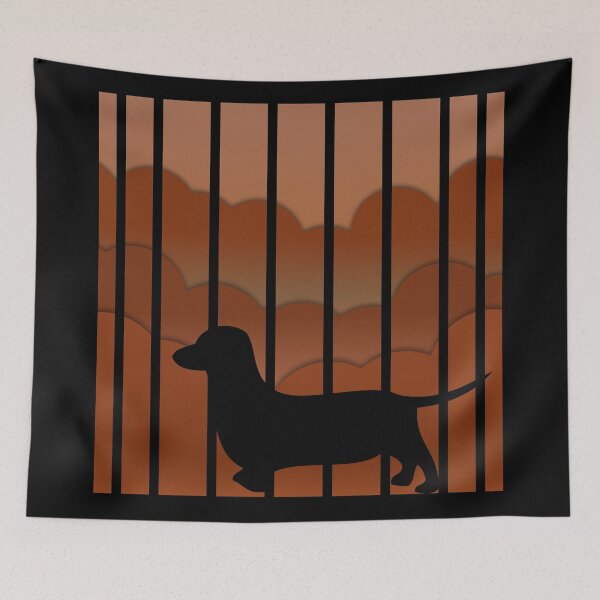 Aperçu de l'œuvre Chien teckel silhouette - Orange créée et vendue par Rooks-Artworks.