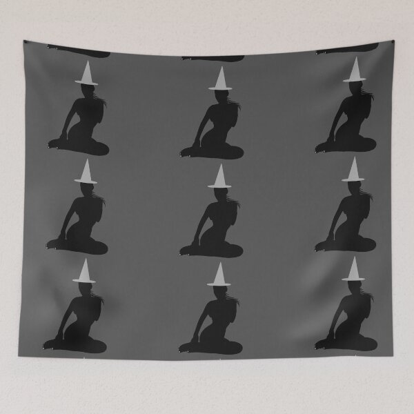 Item preview, Black sensual silhouette of witch with white Halloween hat designed and sold by BV-creas.