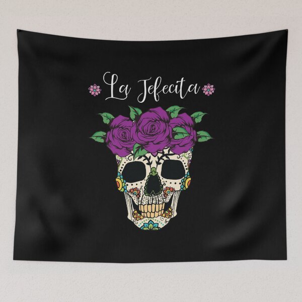 Item preview, Calavera Sugar Skull Head Blue Roses Day of The Dead Gift designed and sold by haselshirt.