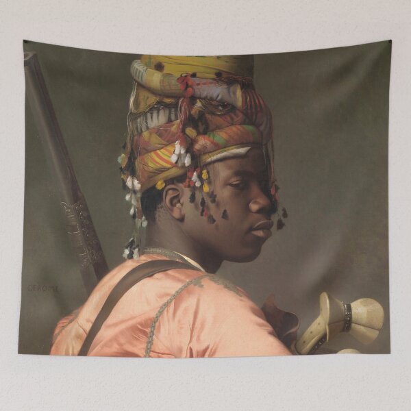 Item preview, Black Heritage African gentleman soldier with musket vintage painting designed and sold by Vintage Designs +.