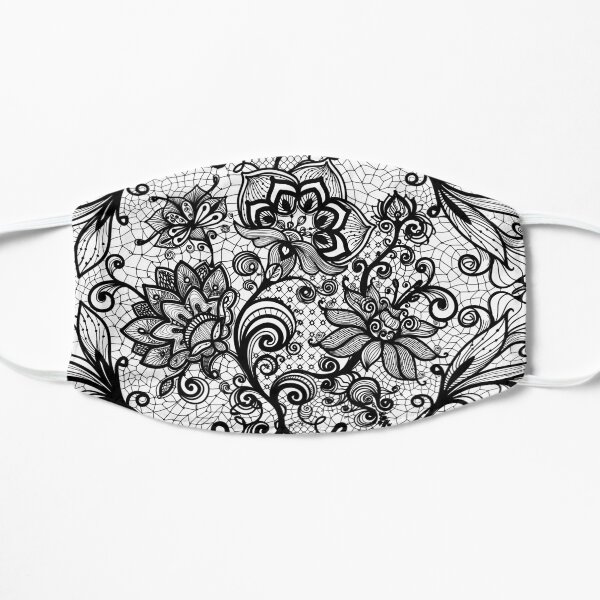 Black lace - Flowers Flat Mask