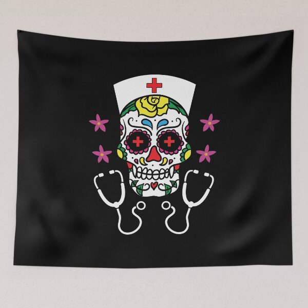 Item preview, Sugar Skull Nurse Dia De Los Muertos Day Of Dead Gift designed and sold by haselshirt.