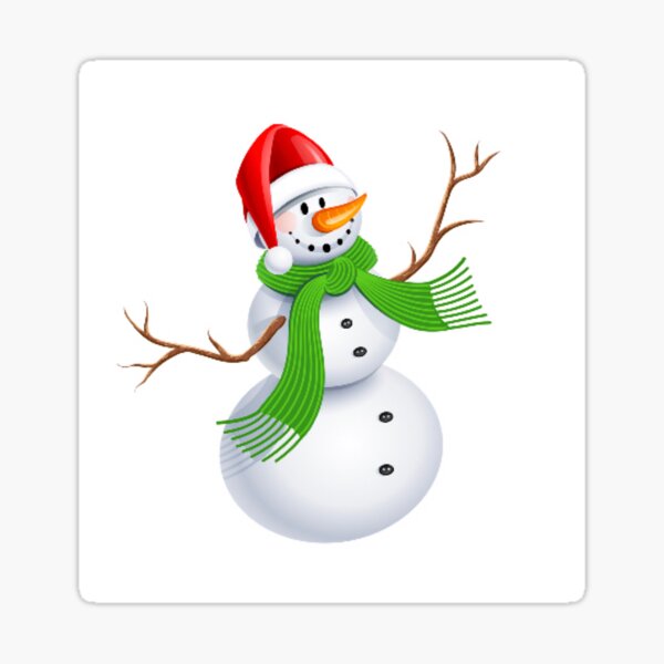 Vintage Sticker Expressions Christmas Holiday Snowman Snow Scarf Hat