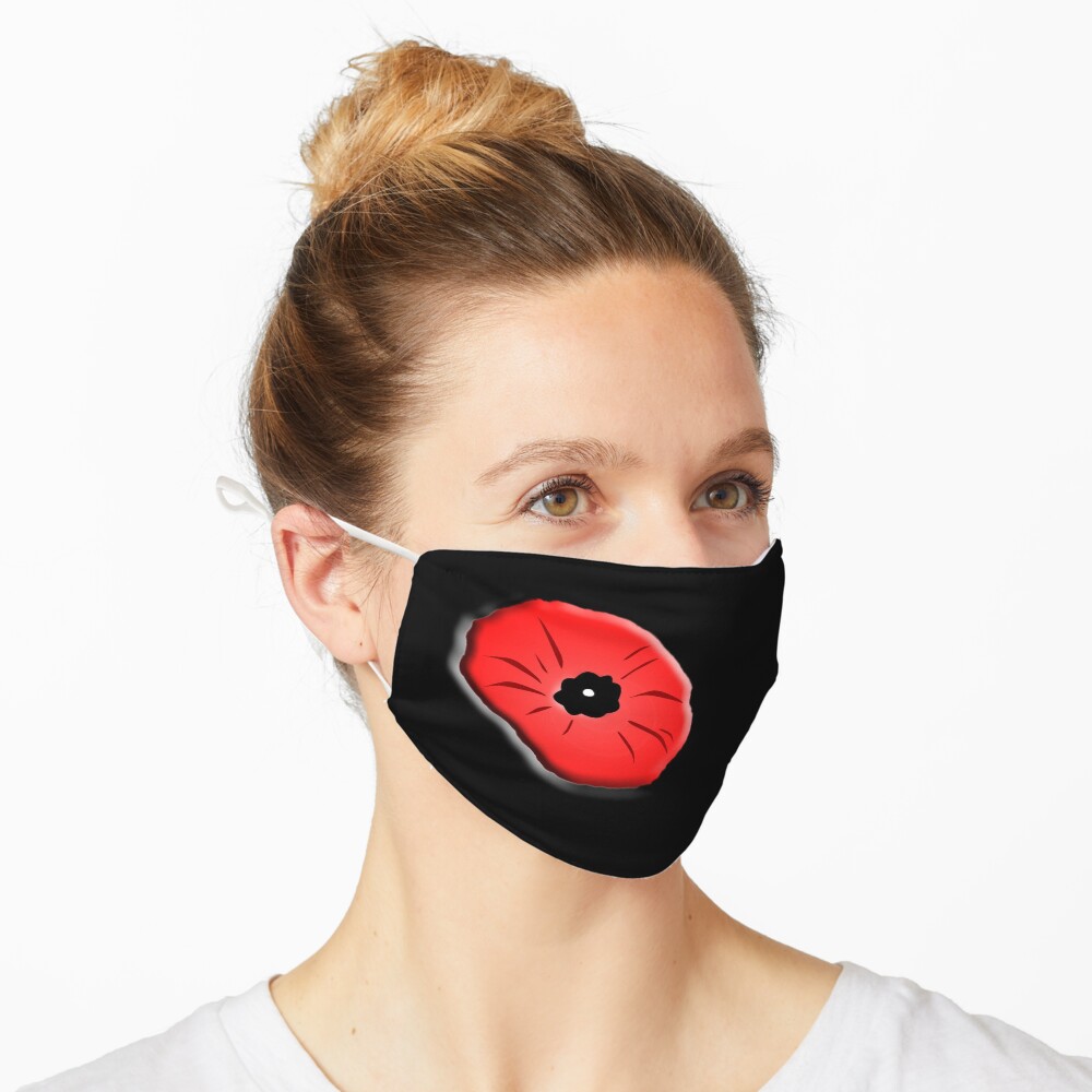 Poppy. Remembrance Day, Armistice Day, War, Soldier, on Black. Mask