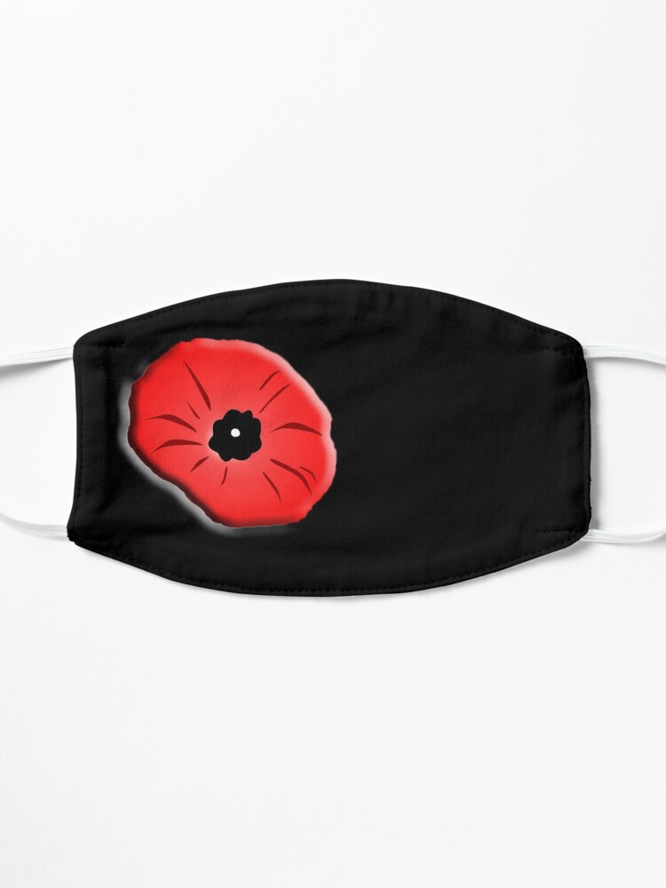 Alternate view of Poppy. Remembrance Day, Armistice Day, War, Soldier, on Black. Mask