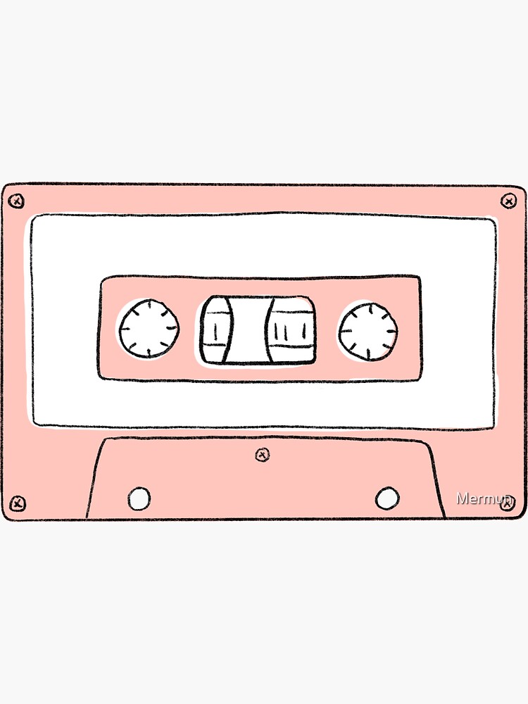 "Pink Cassette Player Cute Minimal Drawing" Sticker for Sale by Mermun Redbubble