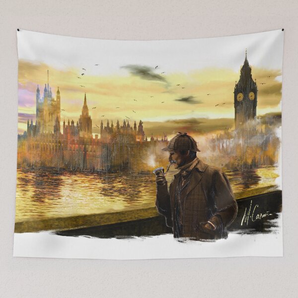 Item preview, Sherlock Holmes walking down the Thames, past Big Ben designed and sold by miquelcazanya.