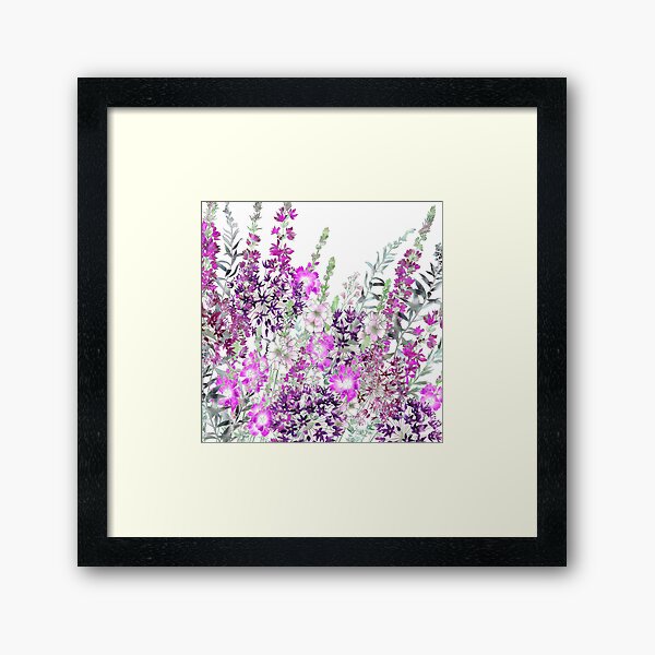 Pink Flower Garden - Sidalcea, Alliums & Purple Loosestrife Framed Art Print