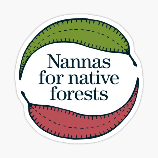 Nannas for Native Forests (logo on white) Sticker