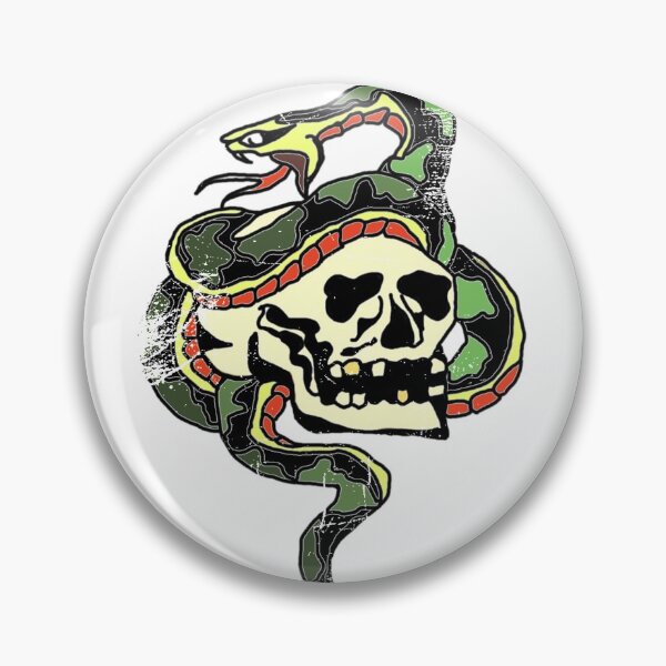 Item preview, Skull & Snake Traditional Tattoo designed and sold by ClassicScabs.