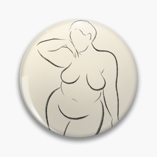 Item preview, Body positive minimalist line silhouette art modern ink sketch plus size nude life study by BopoWatercolour  designed and sold by BopoWatercolour.