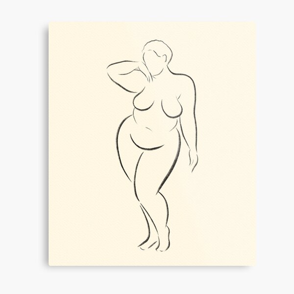 Body positive minimalist line silhouette art modern ink sketch